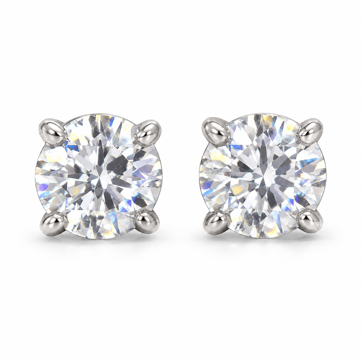The One VRS51 silver-tone cubic zirconia stud earrings, one pair