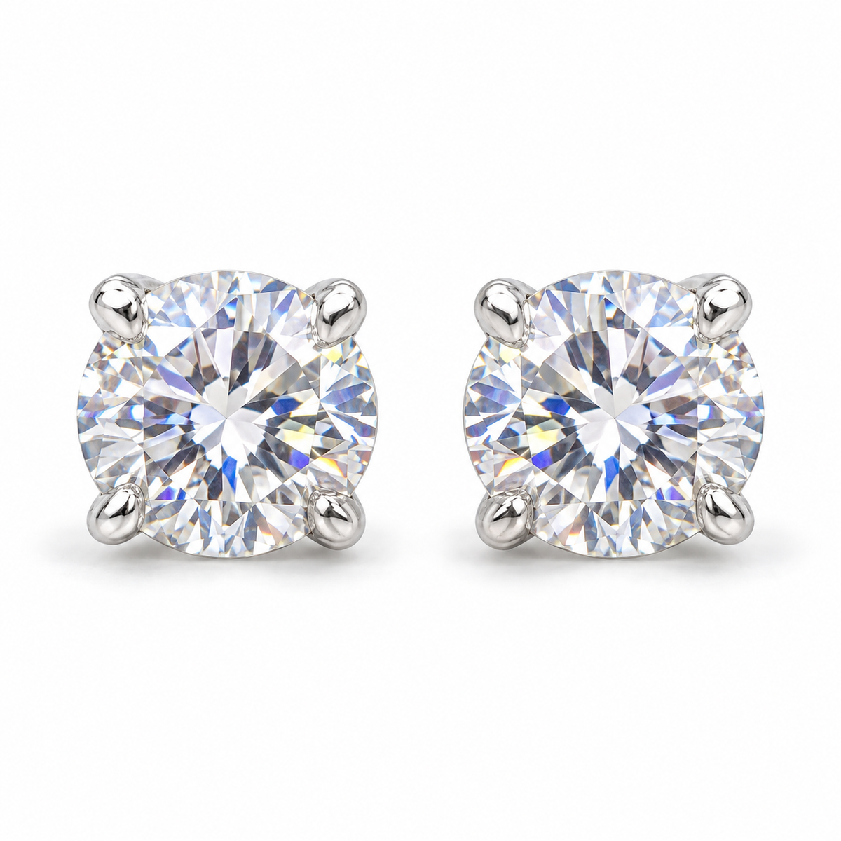 The One VRS52 silver-tone cubic zirconia stud earrings, one pair