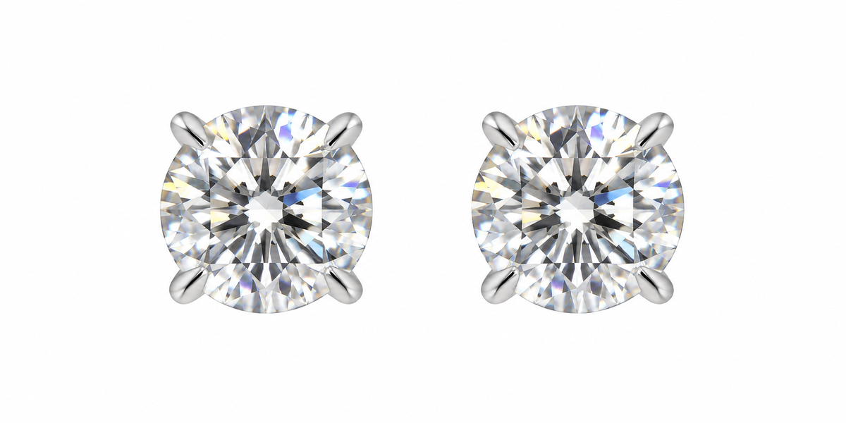 The One VRS53 silver-tone cubic zirconia stud earrings, one pair