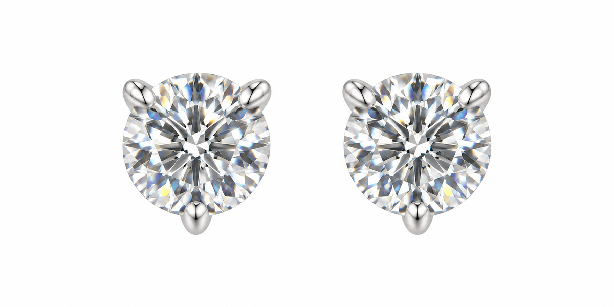 The One VRS54 silver-tone cubic zirconia stud earrings, one pair