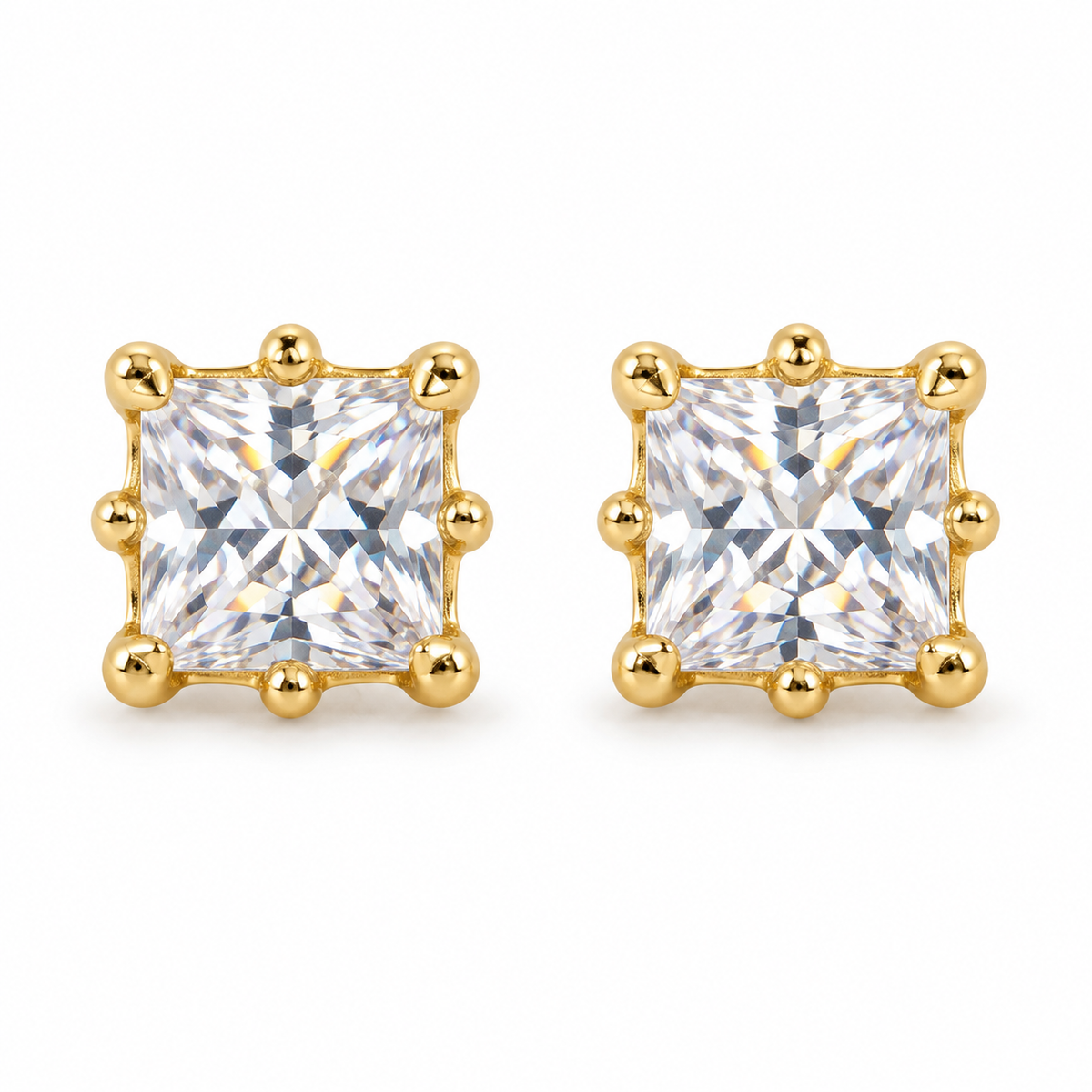 The One WQG31 gold-tone cubic zirconia stud earrings, one pair