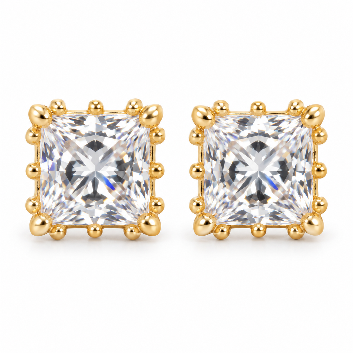 The One WQG32 gold-tone cubic zirconia stud earrings, one pair