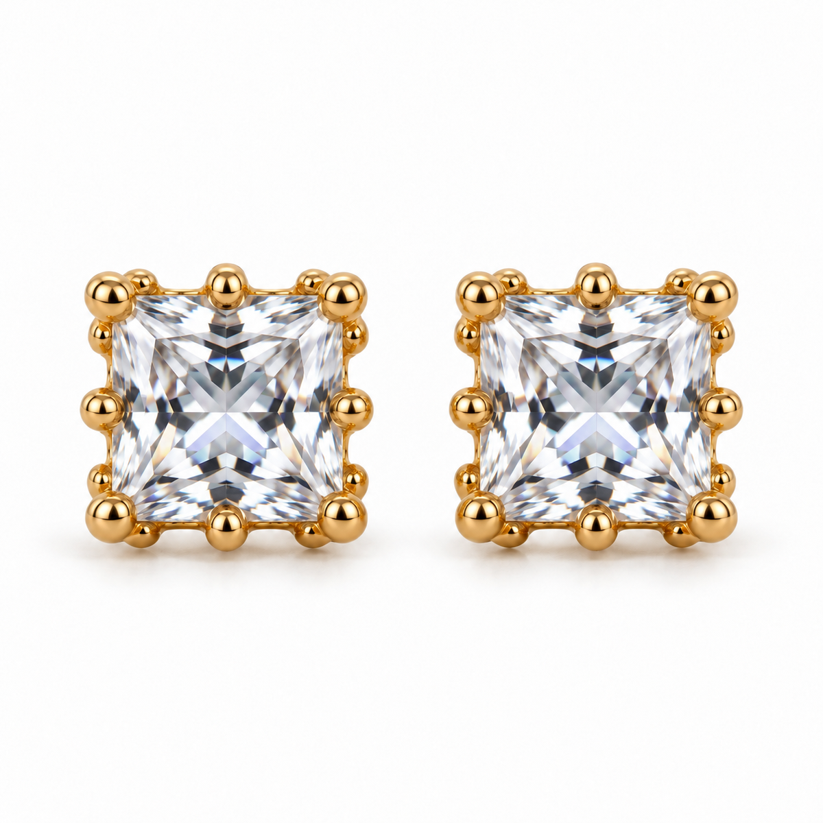 The One WQG33 gold-tone cubic zirconia stud earrings, one pair