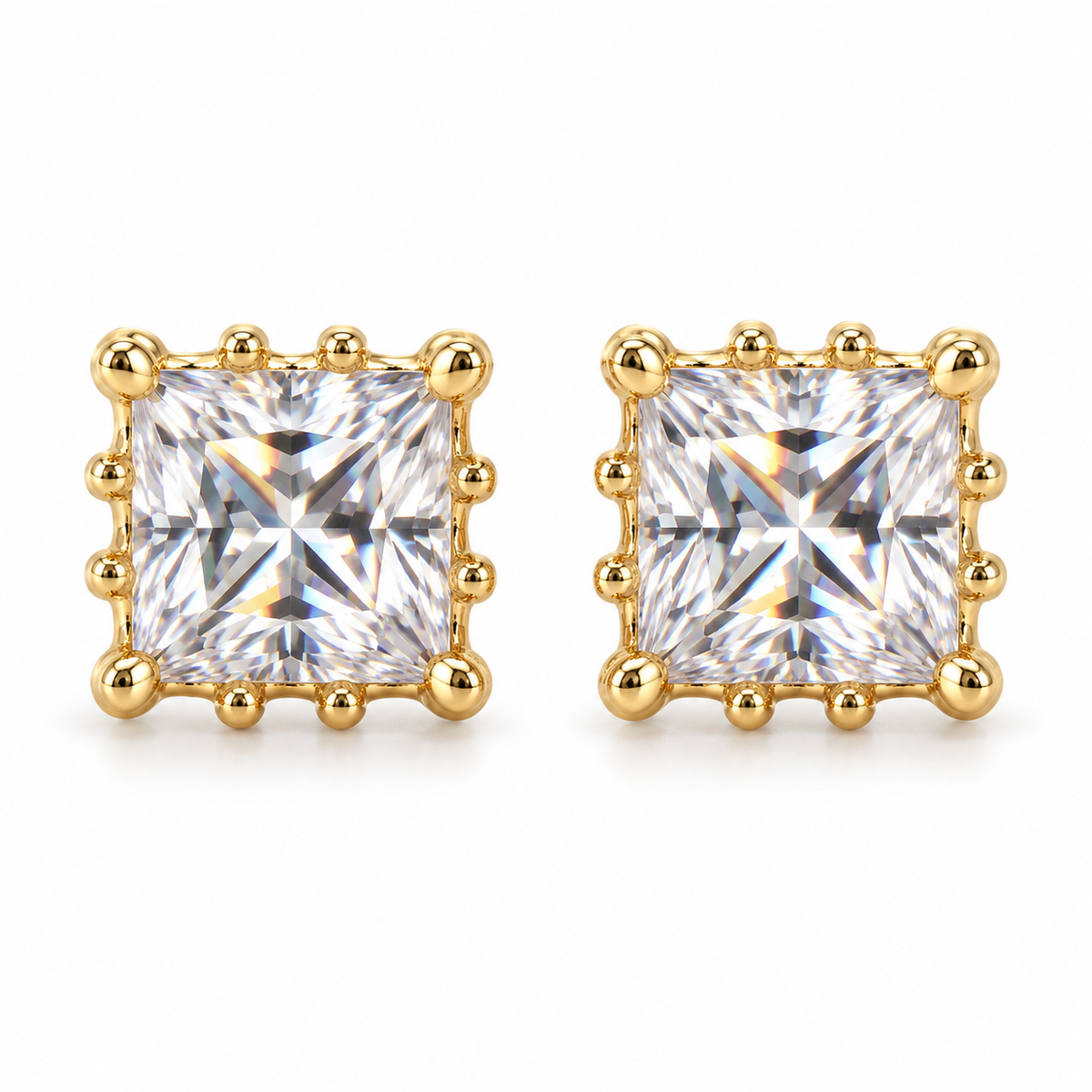 The One WQG34 gold-tone cubic zirconia stud earrings, one pair