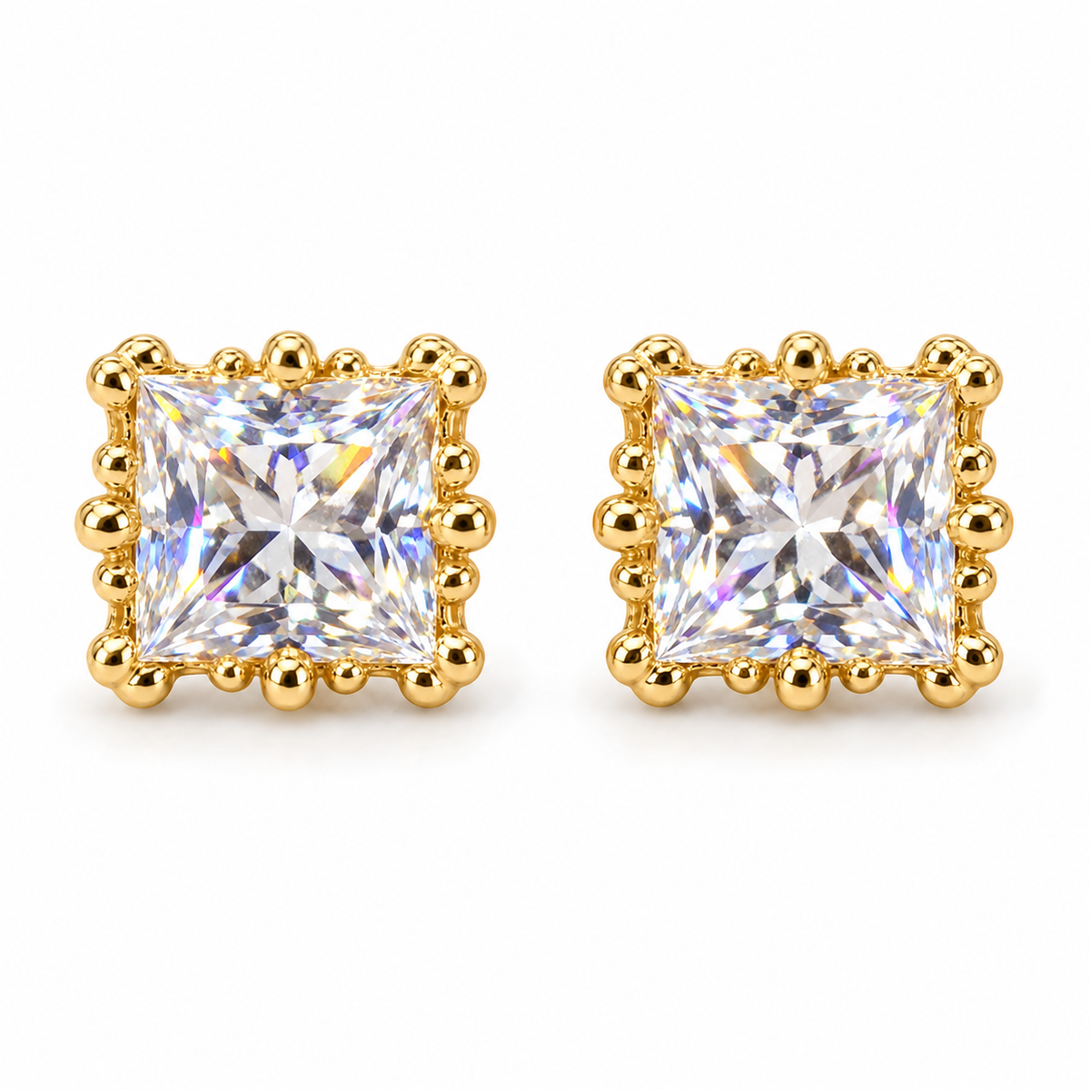 The One WQG35 gold-tone cubic zirconia stud earrings, one pair