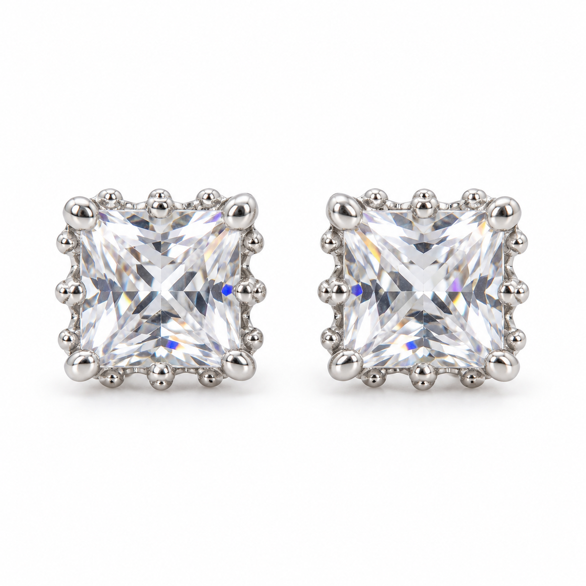 The One WQS67 silver-tone cubic zirconia stud earrings, one pair