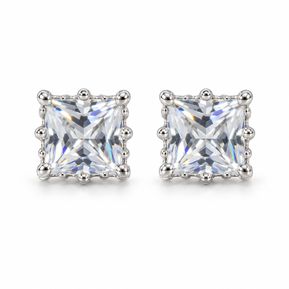 The One WQS68 silver-tone cubic zirconia stud earrings, one pair