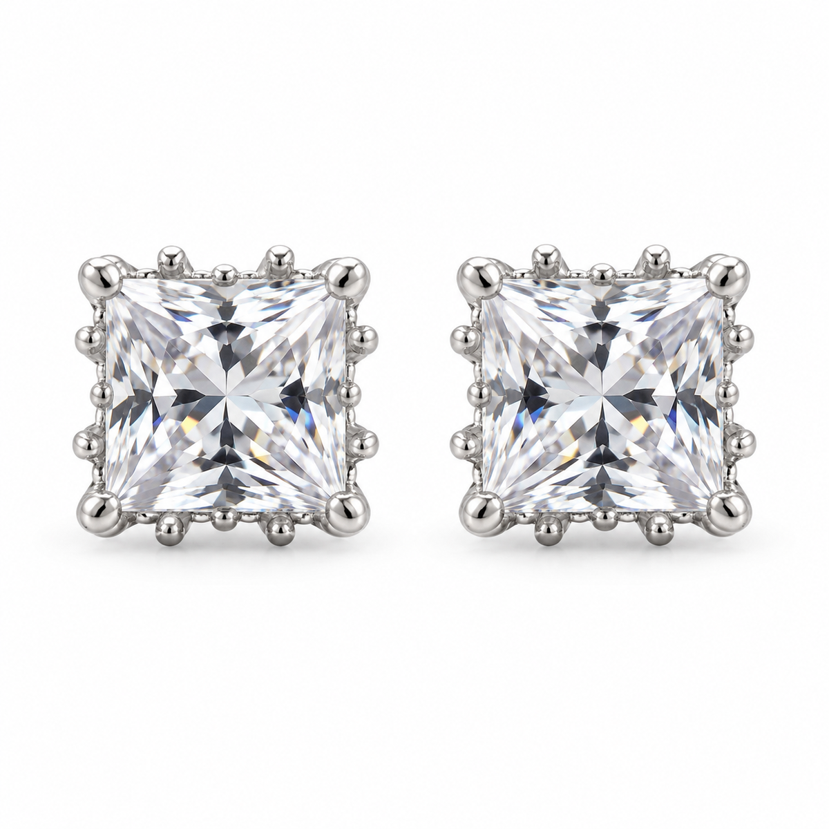 The One WQS69 silver-tone cubic zirconia stud earrings, one pair