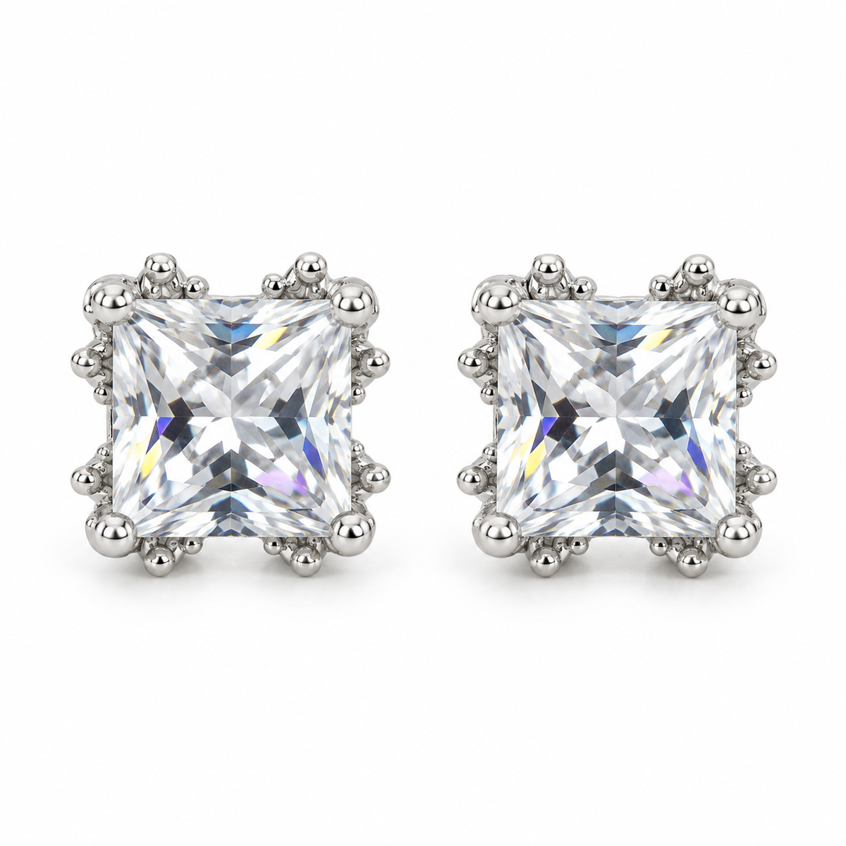 The One WQS70 silver-tone cubic zirconia stud earrings, one pair