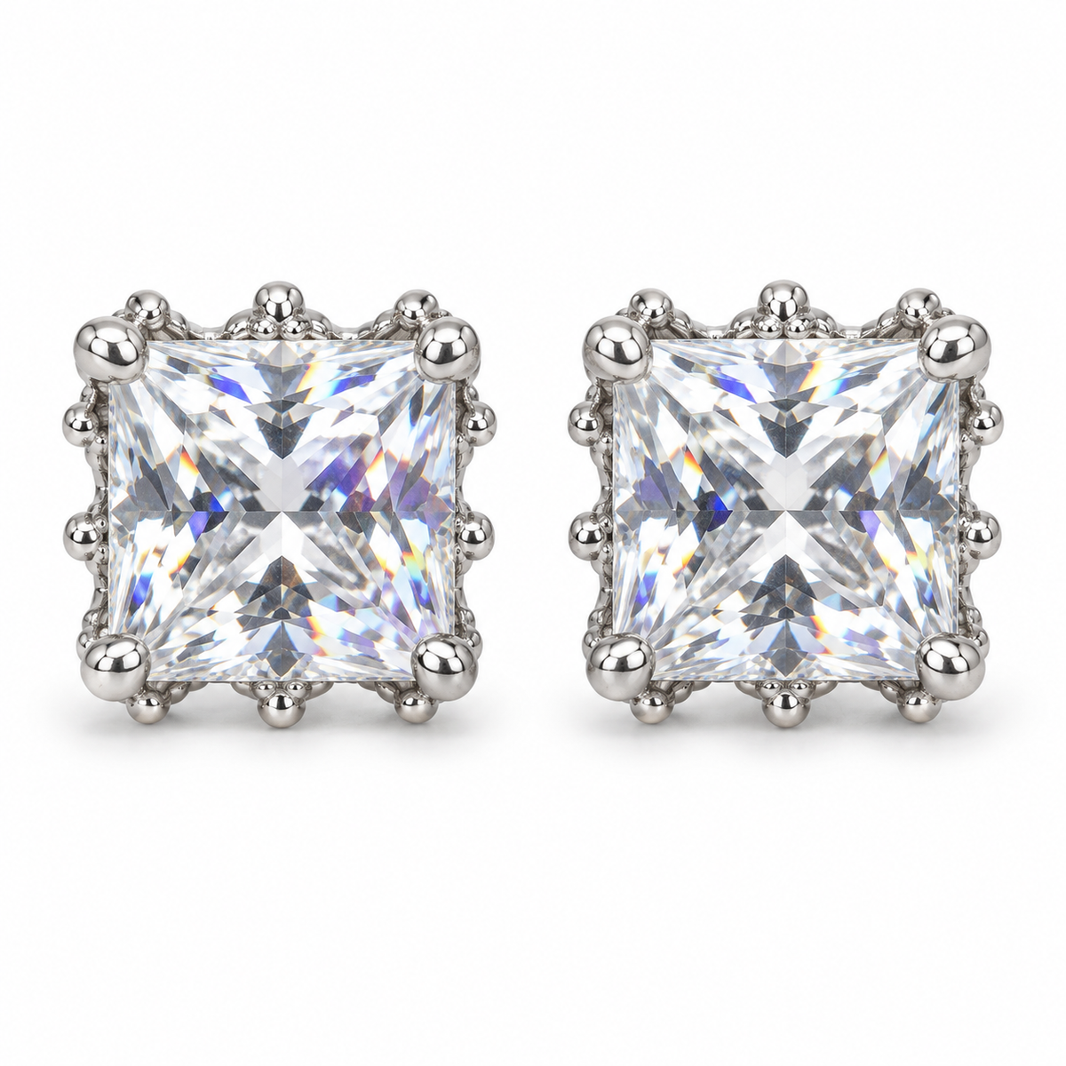The One WQS71 silver-tone cubic zirconia stud earrings, one pair