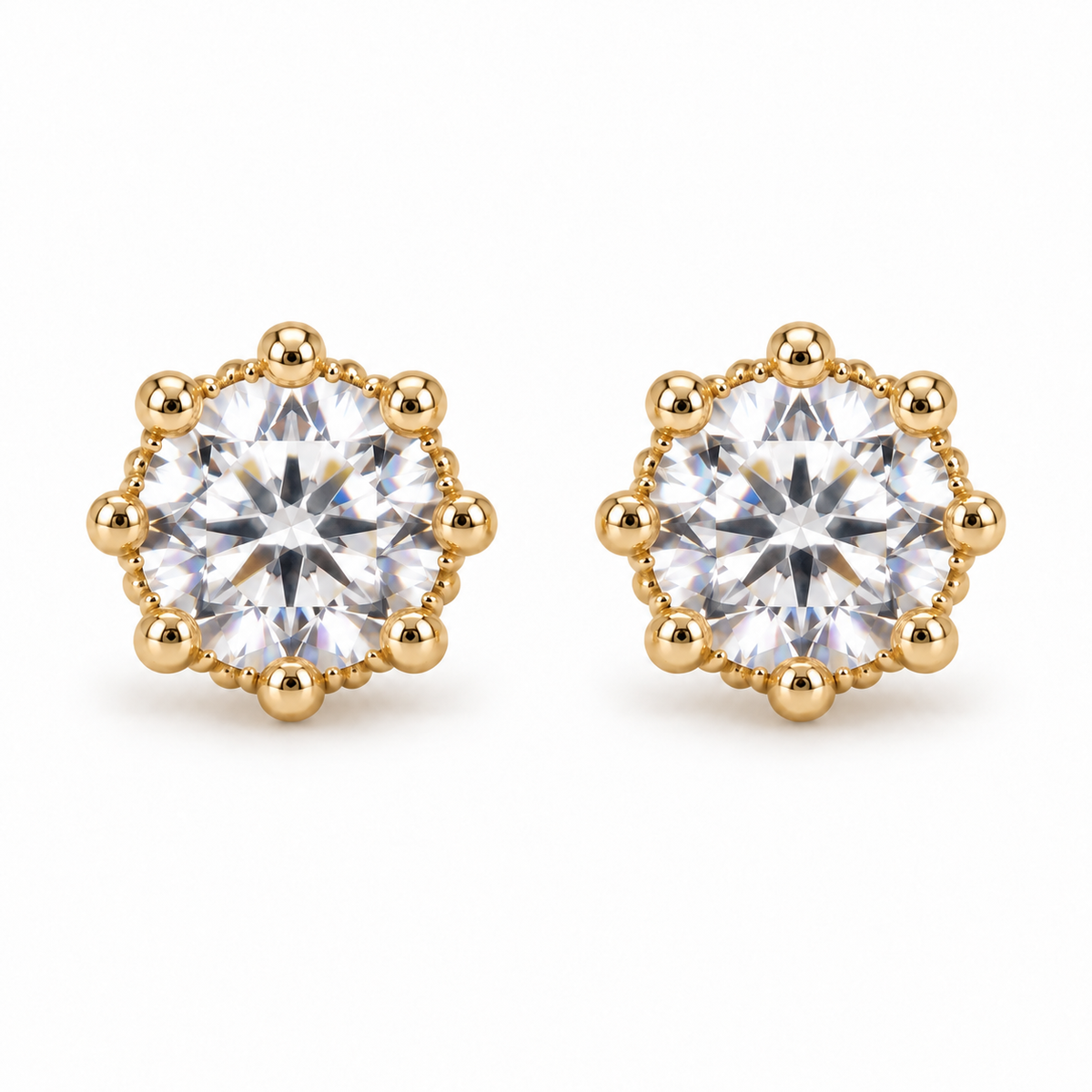 The One WRG26 gold-tone cubic zirconia stud earrings, one pair