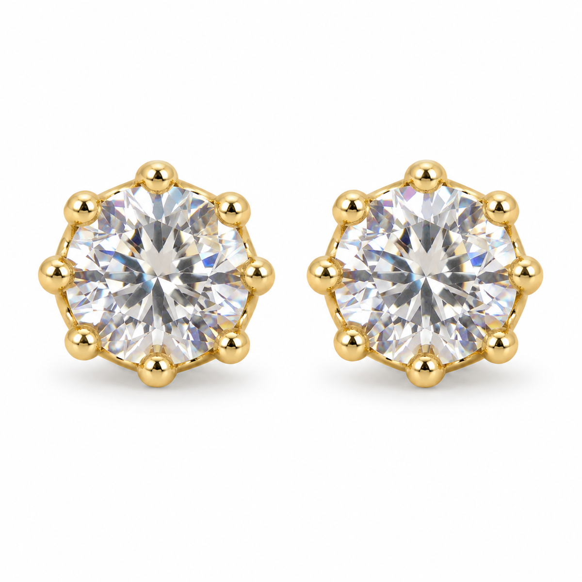 The One WRG27 gold-tone cubic zirconia stud earrings, one pair
