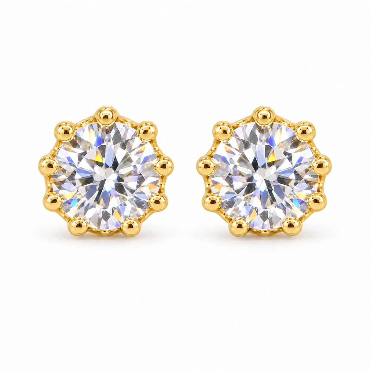 The One WRG28 gold-tone cubic zirconia stud earrings, one pair
