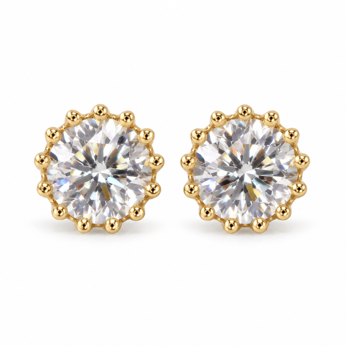 The One WRG29 gold-tone cubic zirconia stud earrings, one pair