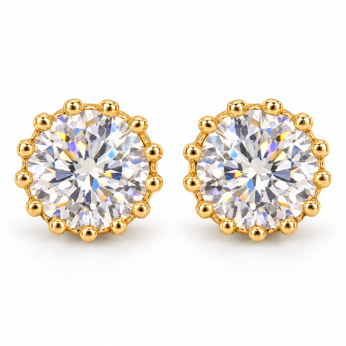 The One WRG30 gold-tone cubic zirconia stud earrings, one pair