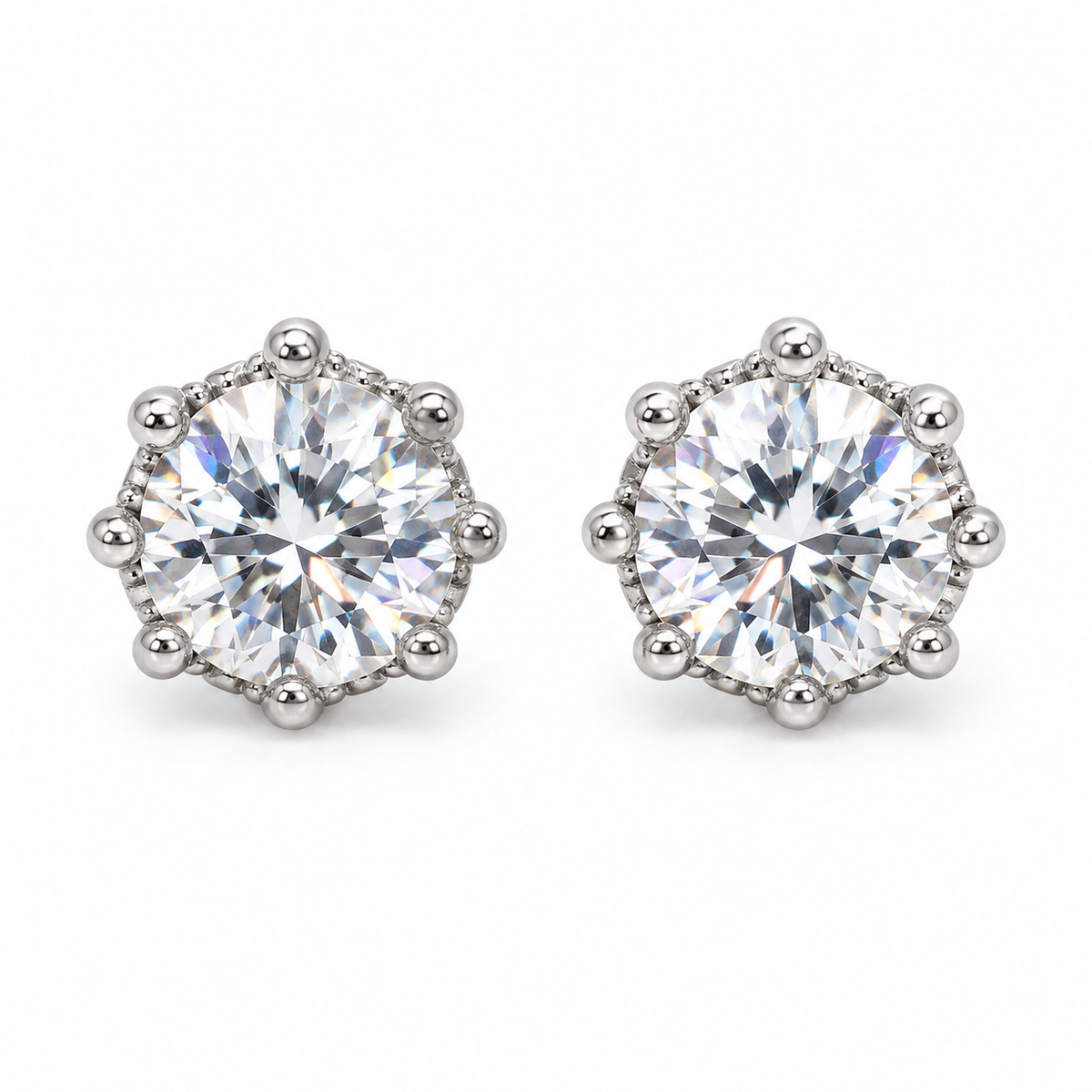 The One WRS61 silver-tone cubic zirconia stud earrings, one pair