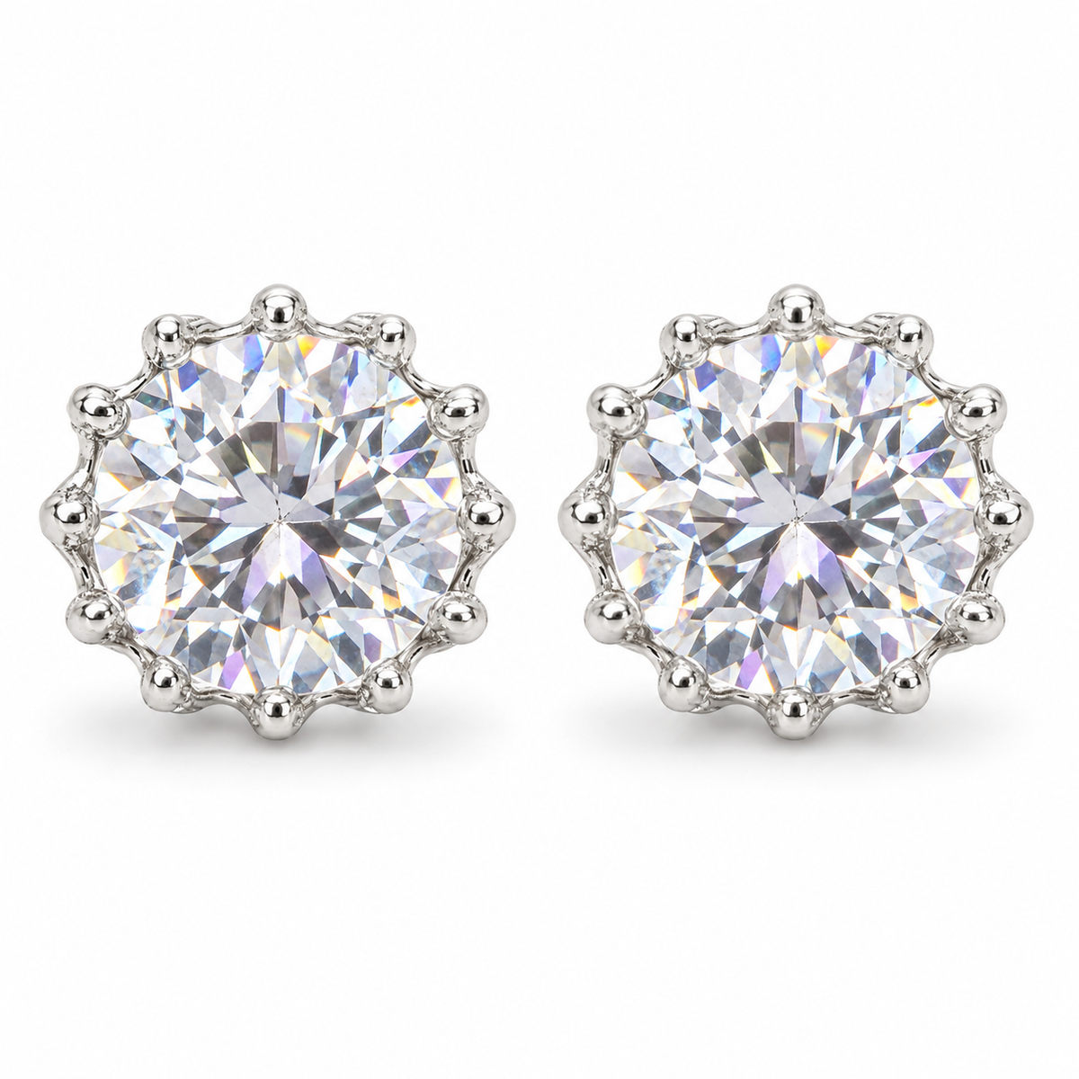 The One WRS62 silver-tone cubic zirconia stud earrings, one pair