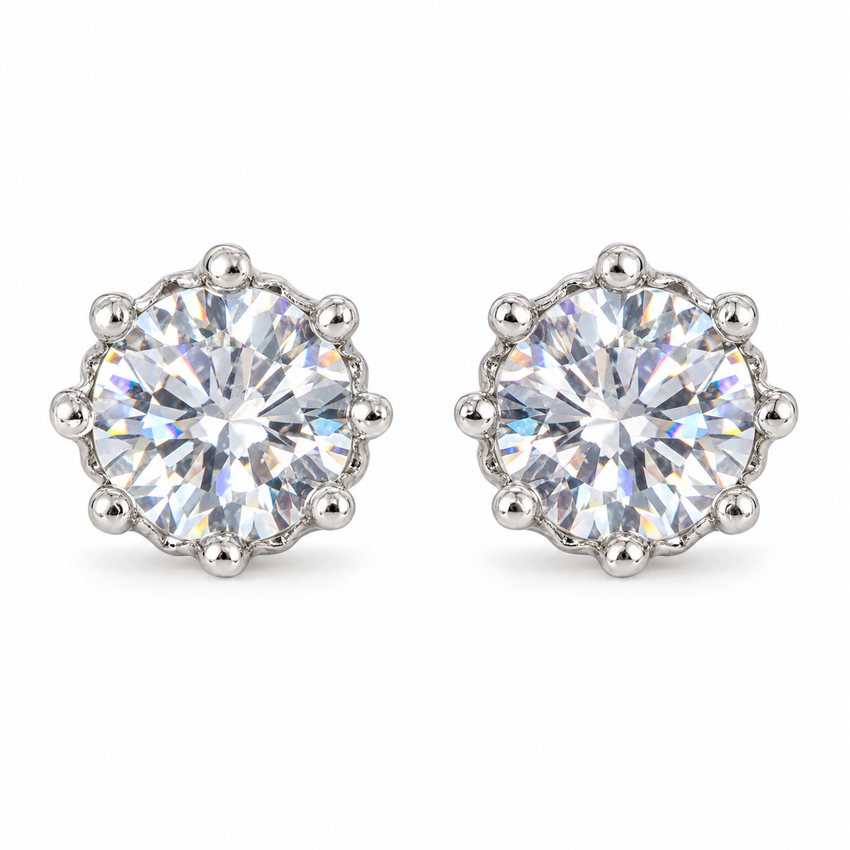 The One WRS63 silver-tone cubic zirconia stud earrings, one pair