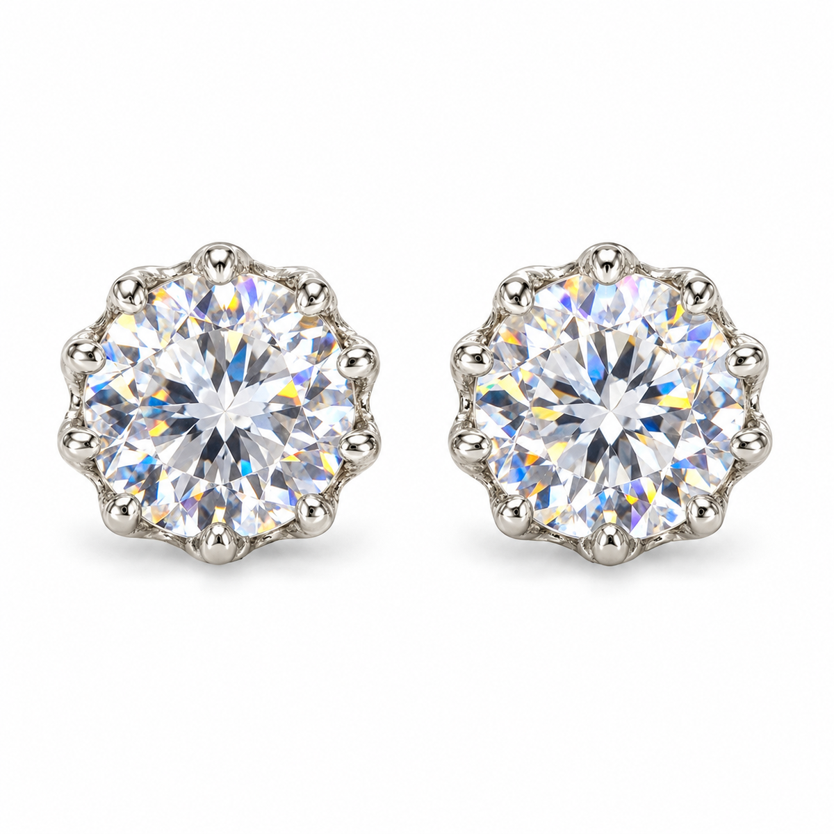 The One WRS64 silver-tone cubic zirconia stud earrings, one pair