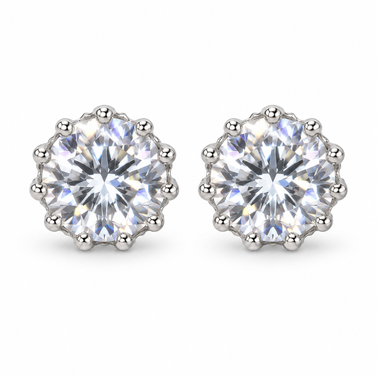 The One WRS65 silver-tone cubic zirconia stud earrings, one pair