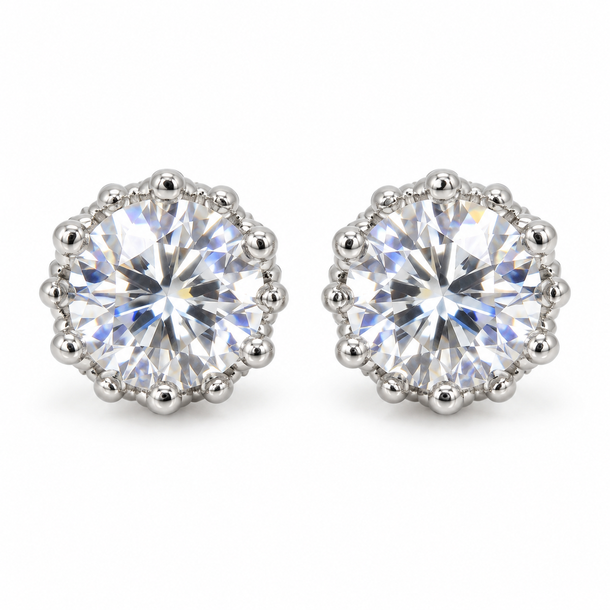 The One WRS66 silver-tone cubic zirconia stud earrings, one pair