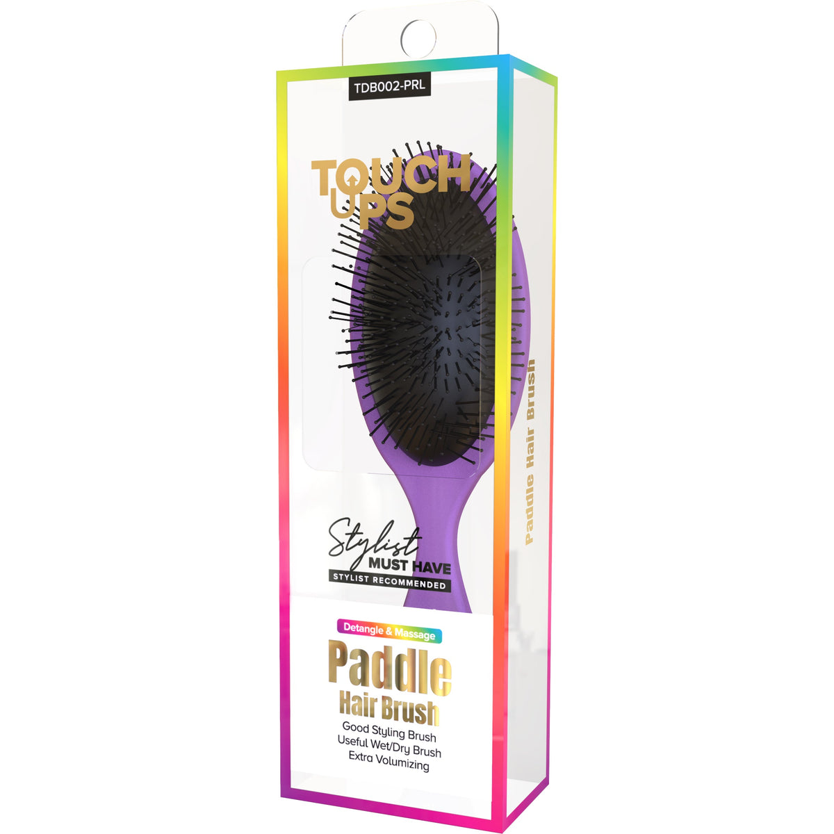 Touchdown paddle hair brush in Purple retail packaging