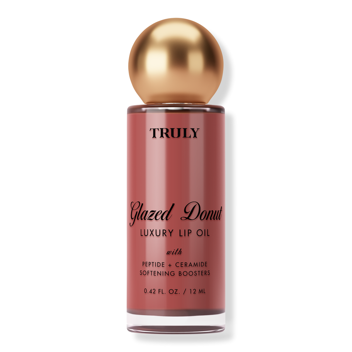 Truly Glazed Donut Luxury Lip Oil 12 mL with round gold cap