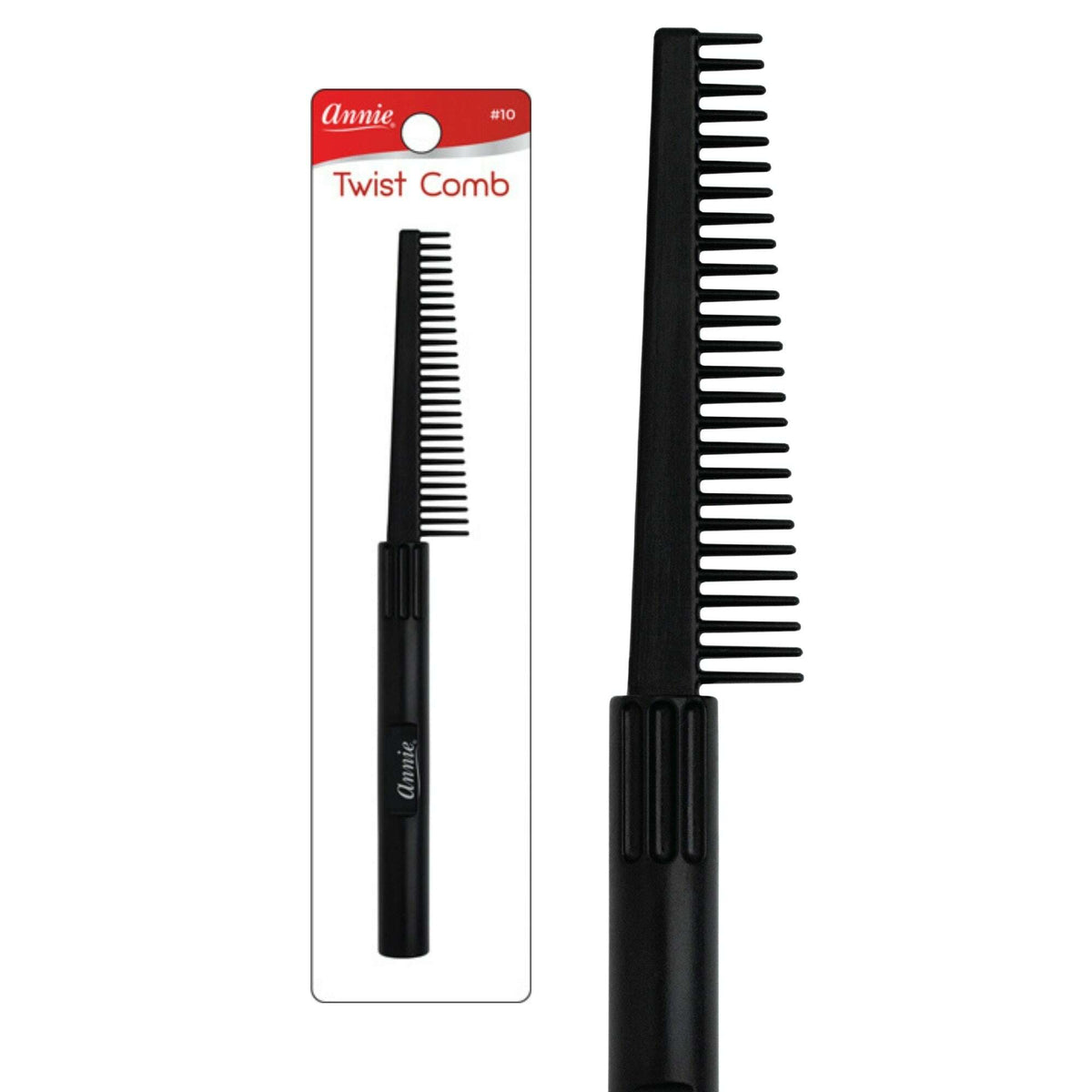 Annie #10 black Twist Comb with retail packaging