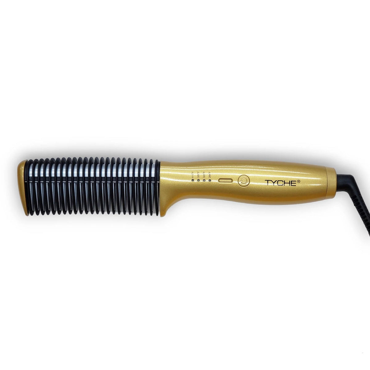 Tyche Electric Hot Styling Comb — gold-tone handle and heated comb head