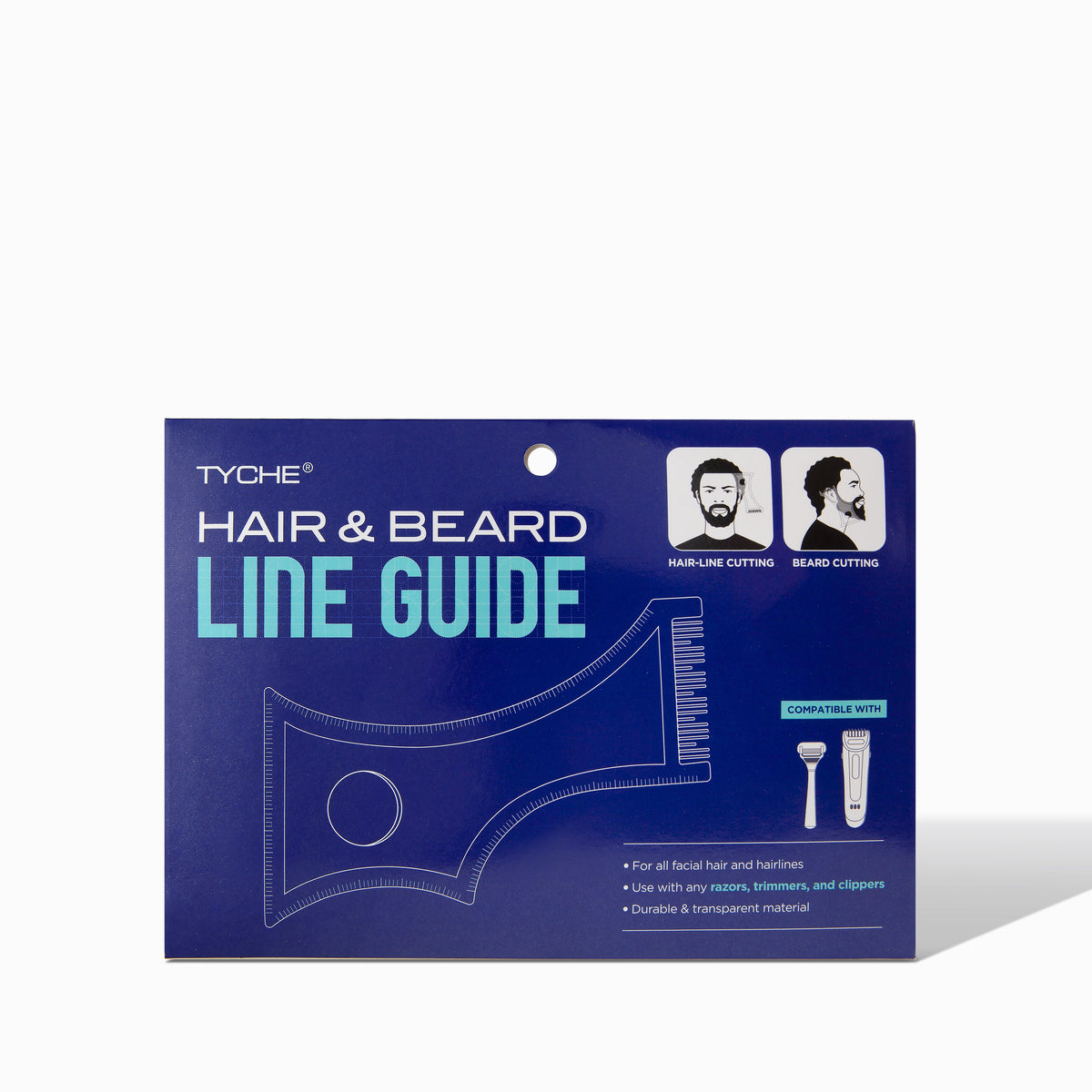 Tyche Hair & Beard Line Guide grooming tool packaging