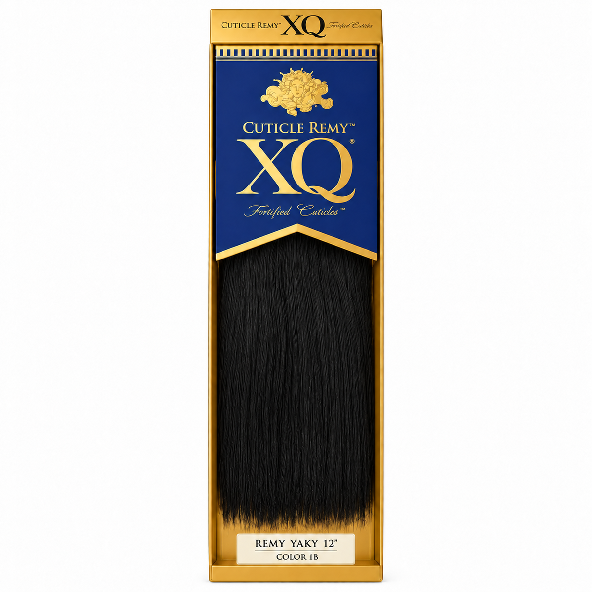 Milkyway XQ Cuticle Remy Yaky human hair weave retail package — 12", color 1B