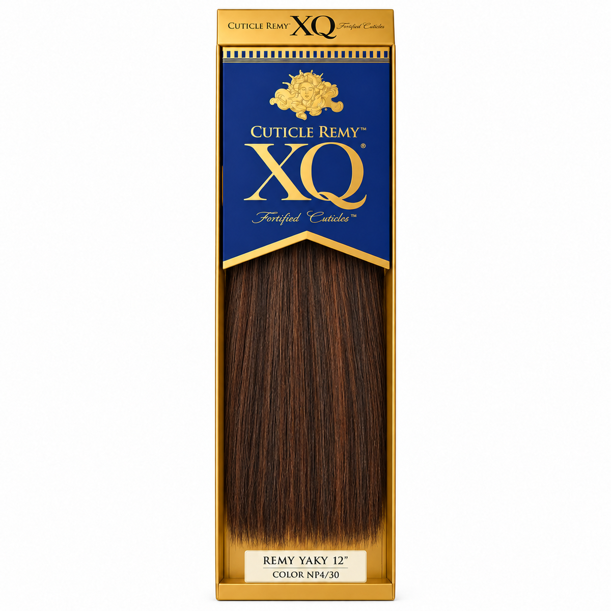 Milkyway XQ Cuticle Remy Yaky human hair weave retail package — 12", color NP4/30