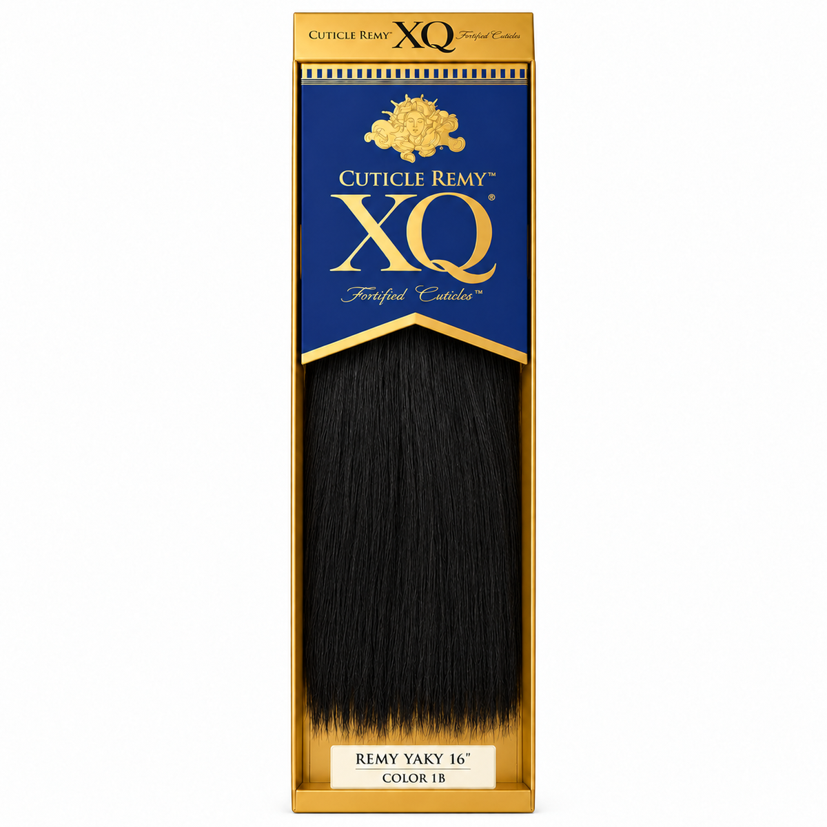 Milkyway XQ Cuticle Remy Yaky human hair weave retail package — 16", color 1B