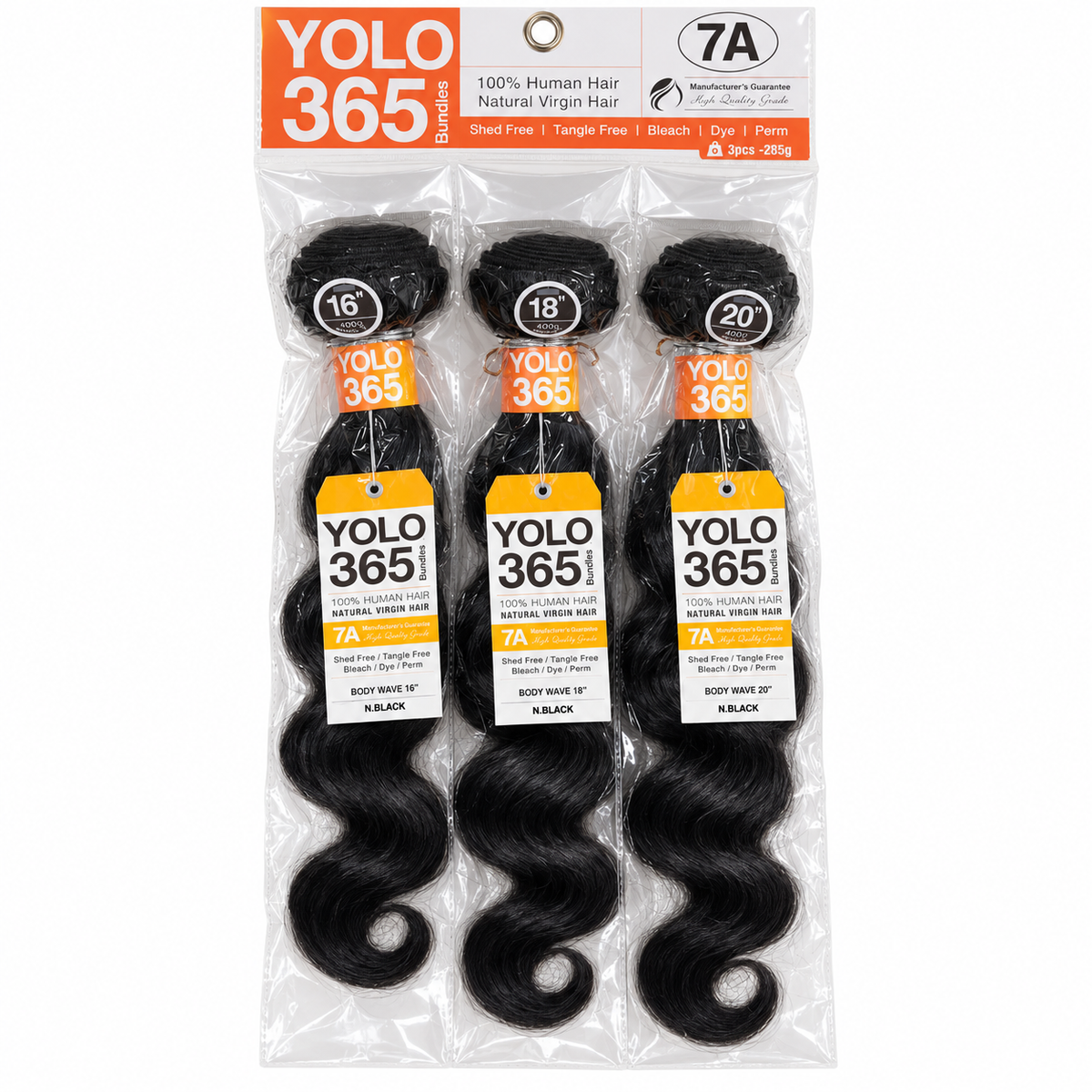 YOLO 365 7A Body Wave Natural Black 16 18 20 inch three-bundle set