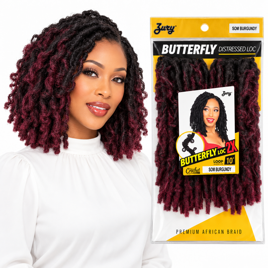 Zury 2X Butterfly Distressed Loc 10" model and SOM Burgundy package