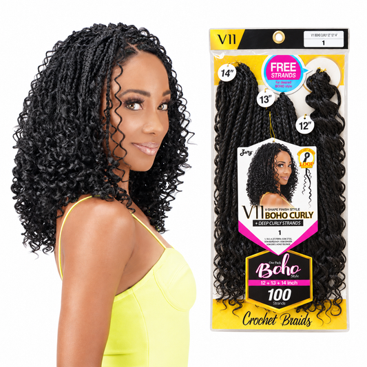 Zury V11 Boho Curly 12 13 14 inch crochet hair model with complete 100 strand package