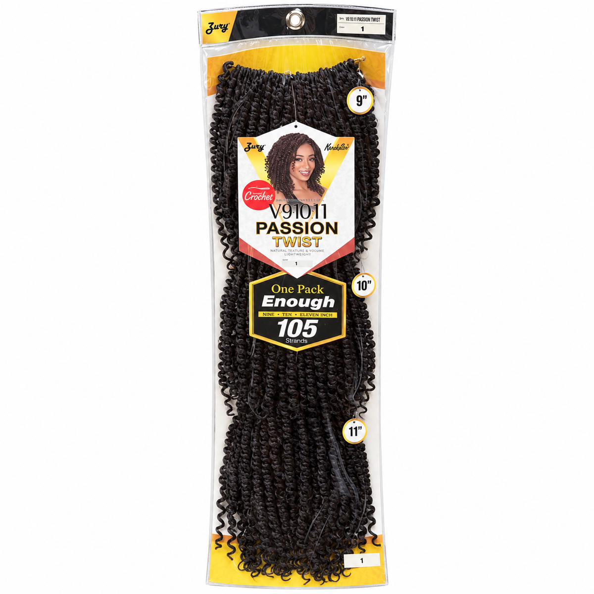 Zury V11 Passion Twist 1 full package, 105 strands, 9 10 11 inches