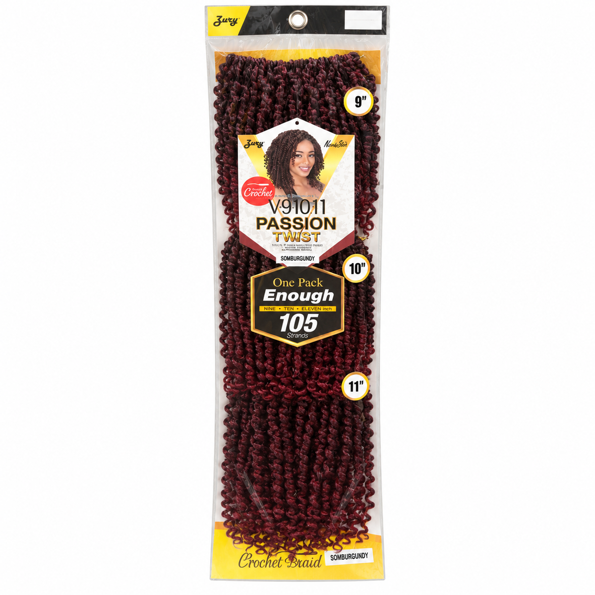 Zury V11 Passion Twist SOMBURGUNDY full package, 105 strands, 9 10 11 inches